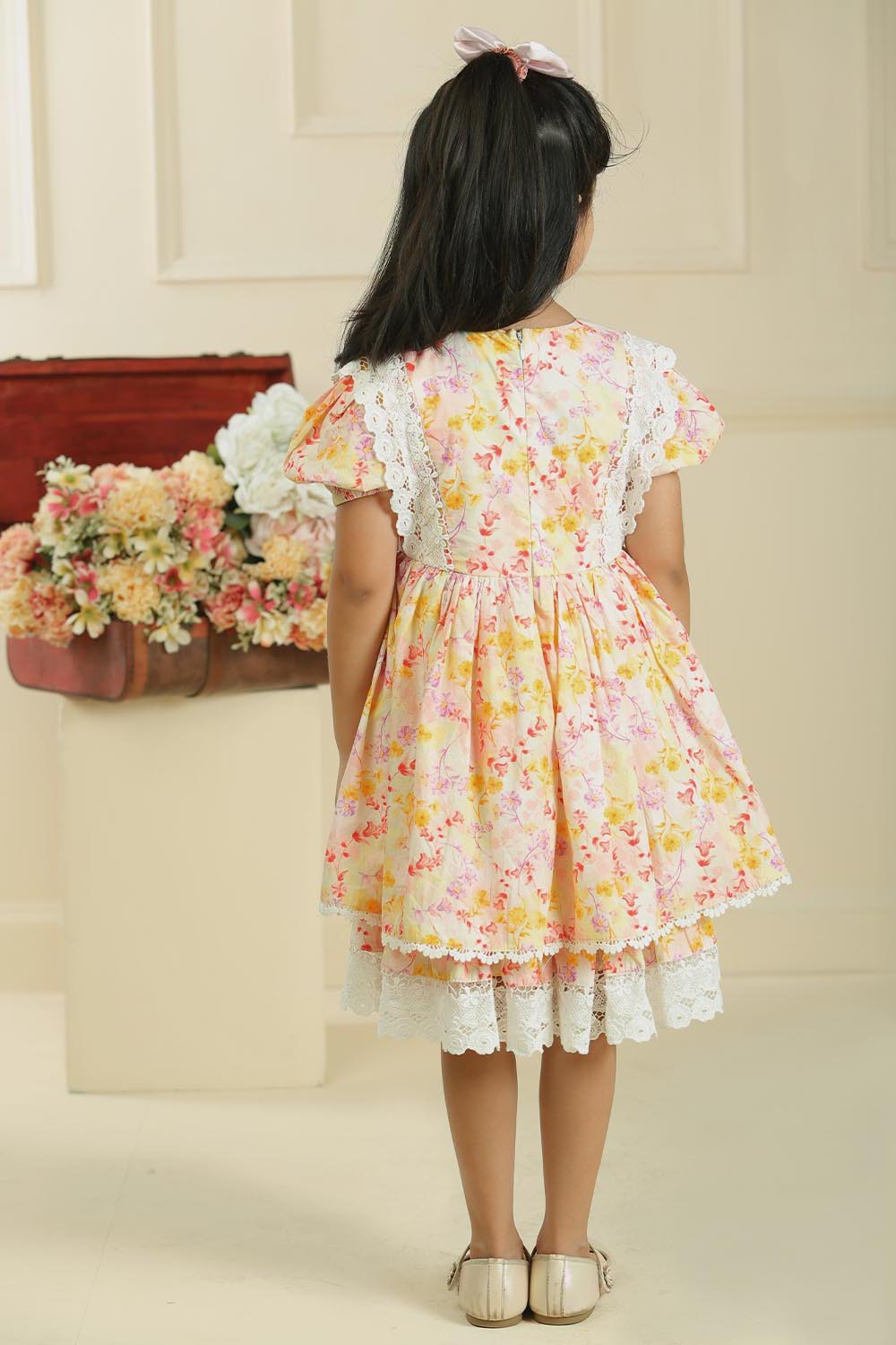Lace Petal Puff Dress