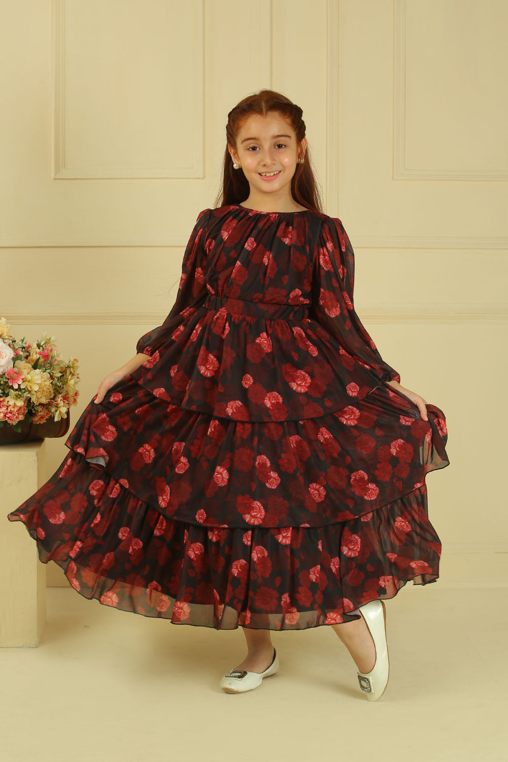 Scarlet Bloom Long Dress